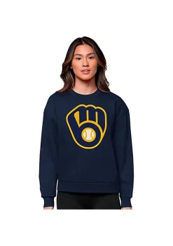Flash Sale 🥰 MLB Milwaukee Brewers 👩 Women's Victory Crew by Antigua® ✔️ -Deals Antigua® Store Belk 15389