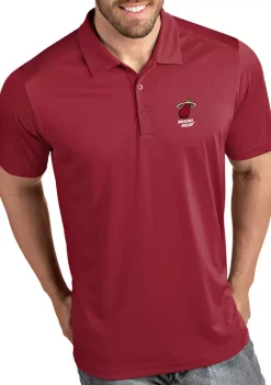 Discount 🤩 NBA Miami Heat Men's Tribute Polo 👚 Shirt by Antigua® 🥰 -Deals Antigua® Store Belk 6444
